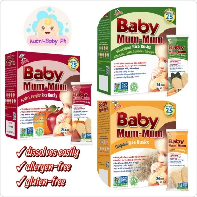 Boutique hot sale Baby Mum Mum Rice Biscuits 24s 50g Allergenfree Glutenfree