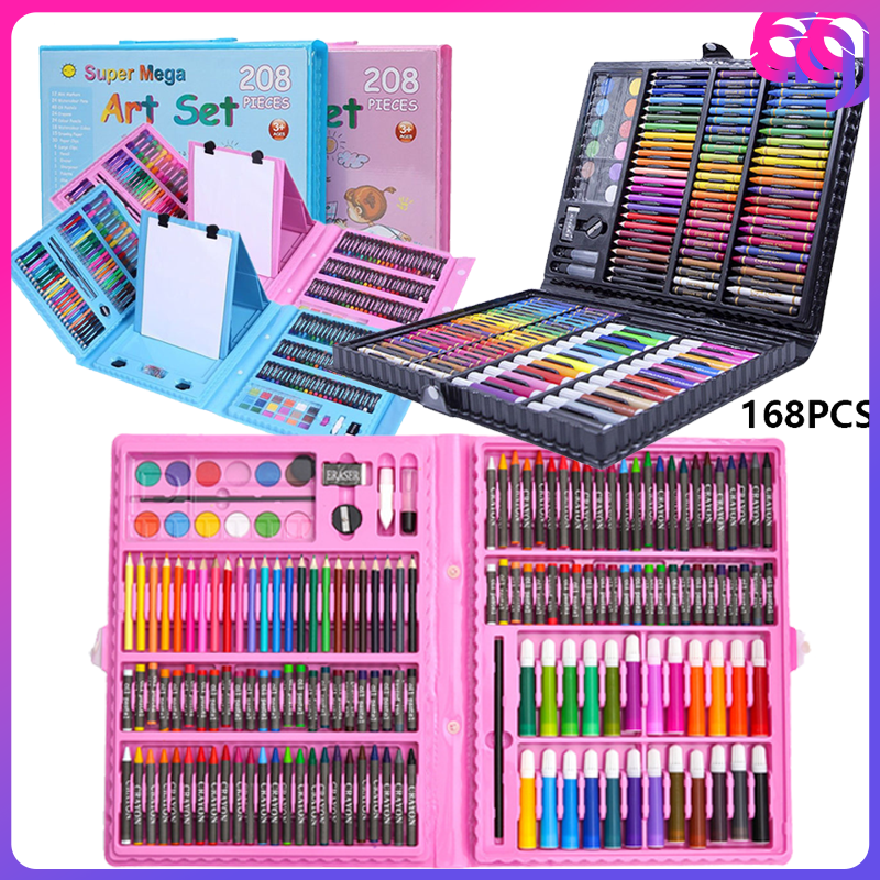 208 PCS Kids Super Mega ART Coloring Set Painting set Color Set Water Color  Pen Crayon Drawing set For Children Gifts Tools Kit Boys Girls Students