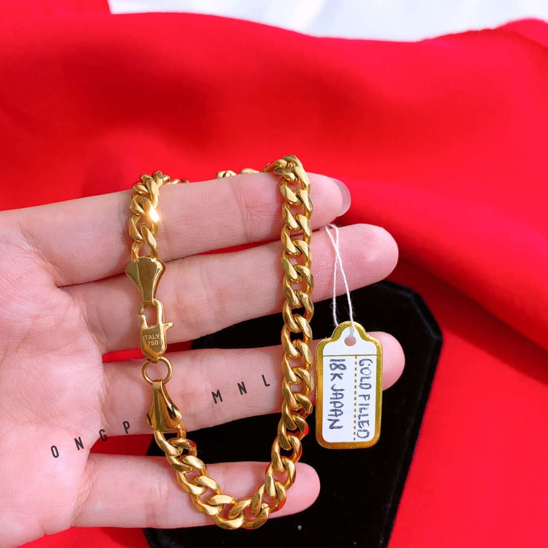 👑Saudi Gold 18k Pawnable Legit Jewelry, Small Cuban, Bracelet For Women