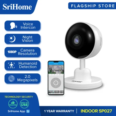 SRICAM SP027 I Smart Wifi Camera CCTV Camera Connect to Cellphone 1080P HD Smart Motion Tracking Night Vision Manual Pan-Tilt Two-way Audio Indoor IP Camera (White)