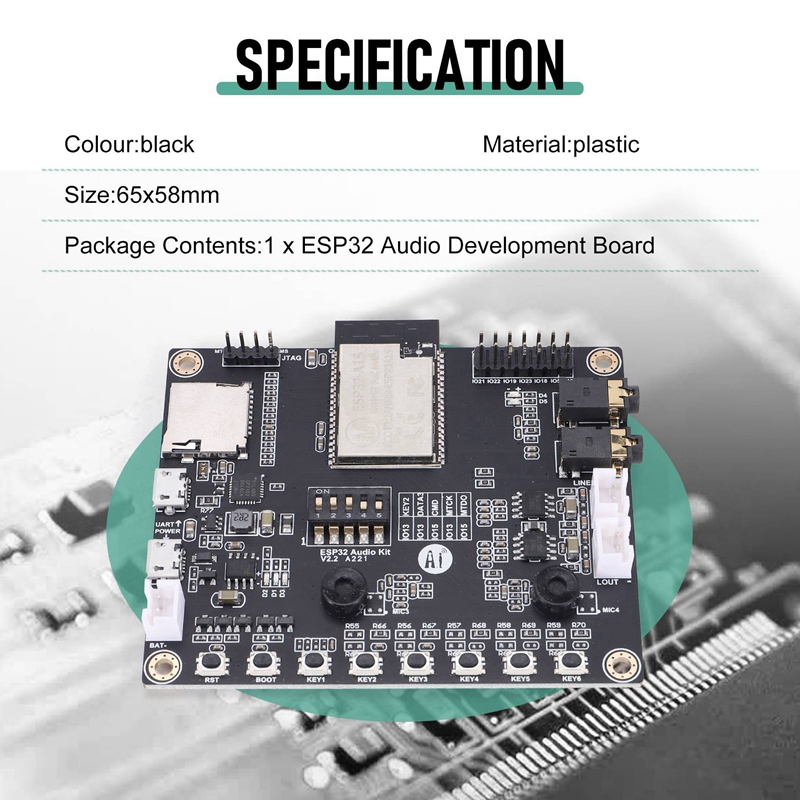 ESP32-Audio-Kit ESP32 Audio Development Board WiFi Bluetooth Module Low Power Dual-Core with ESP32-A1S 8M PSRAM Serial to WiFi