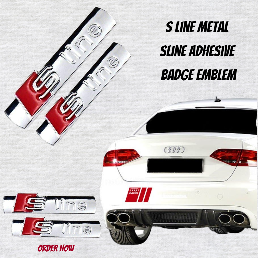 CPAO 9CM 7CM S Line Logo Sticker Metal Alloy Car Badge SLine Emblem Racing  For Audi Glossy Chrome