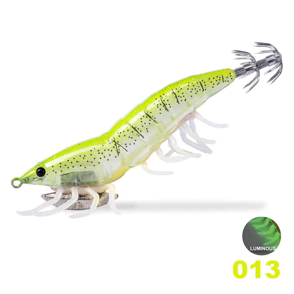 3.5# (4.6inch/22g) Luminous Wooden Shrimp Fishing EGI Squid Jig