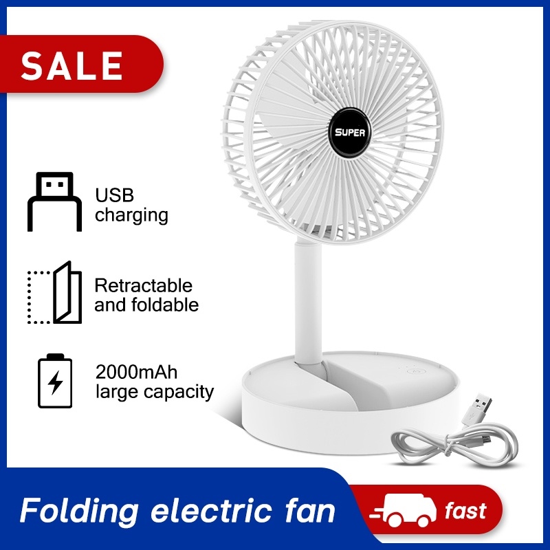 Wa Rechargeable Electric Fan Desktop Retractable Mini Folding Fan 3 