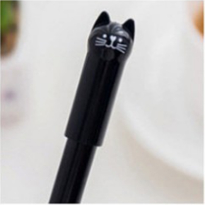 Creative cartoon cute tail swing cat neutral pen cap cat black water