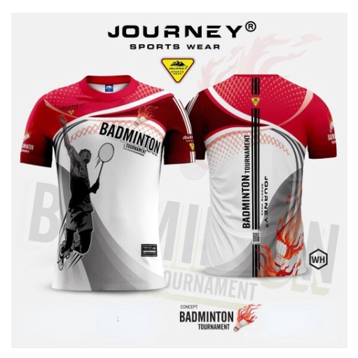 Badminton t-shirt full sublimation 3d t-shirt summer cotton breathable short sleeve tee red white