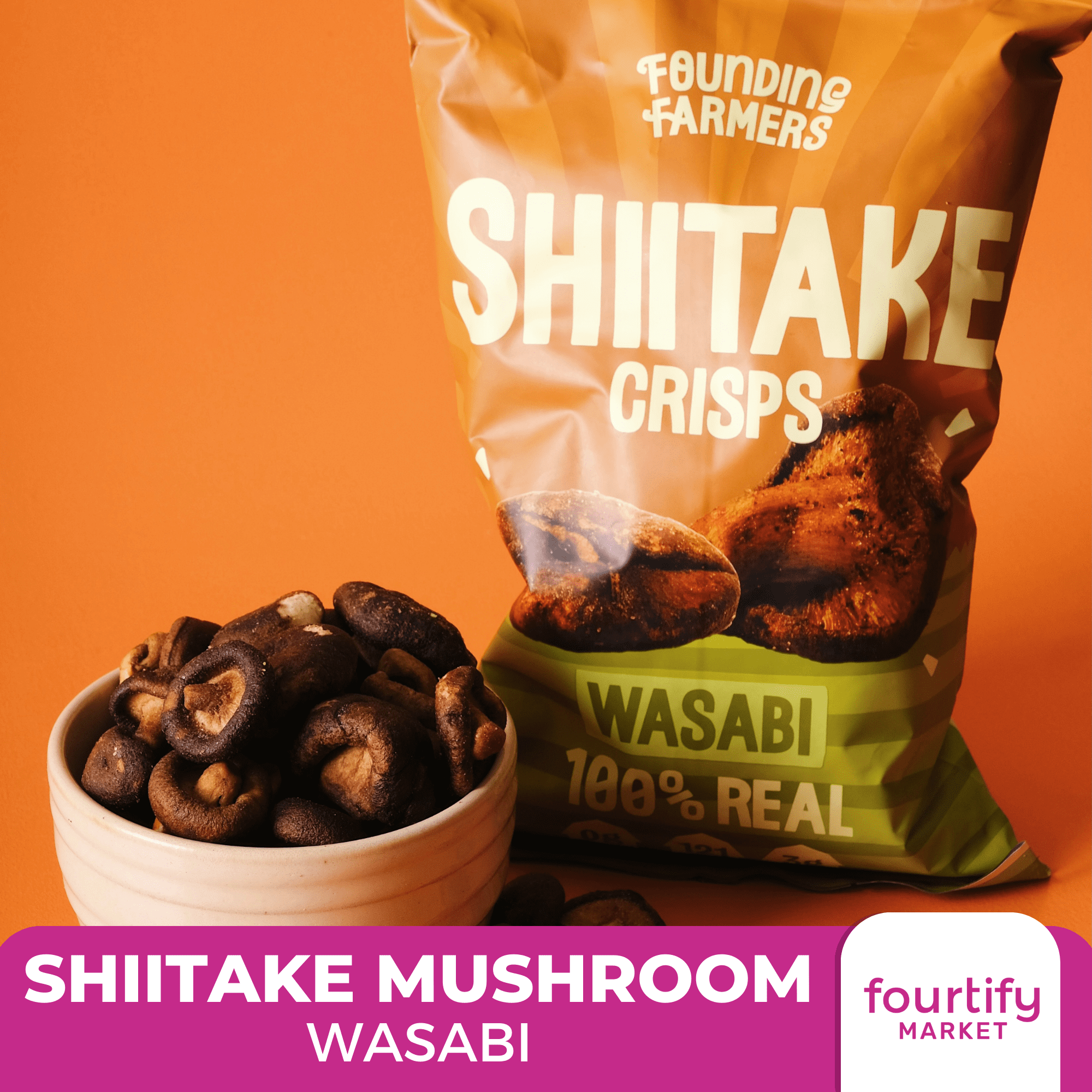 Founding Farmers Shiitake Mushroom Veggie Crisps in Wasabi 100g Vegan