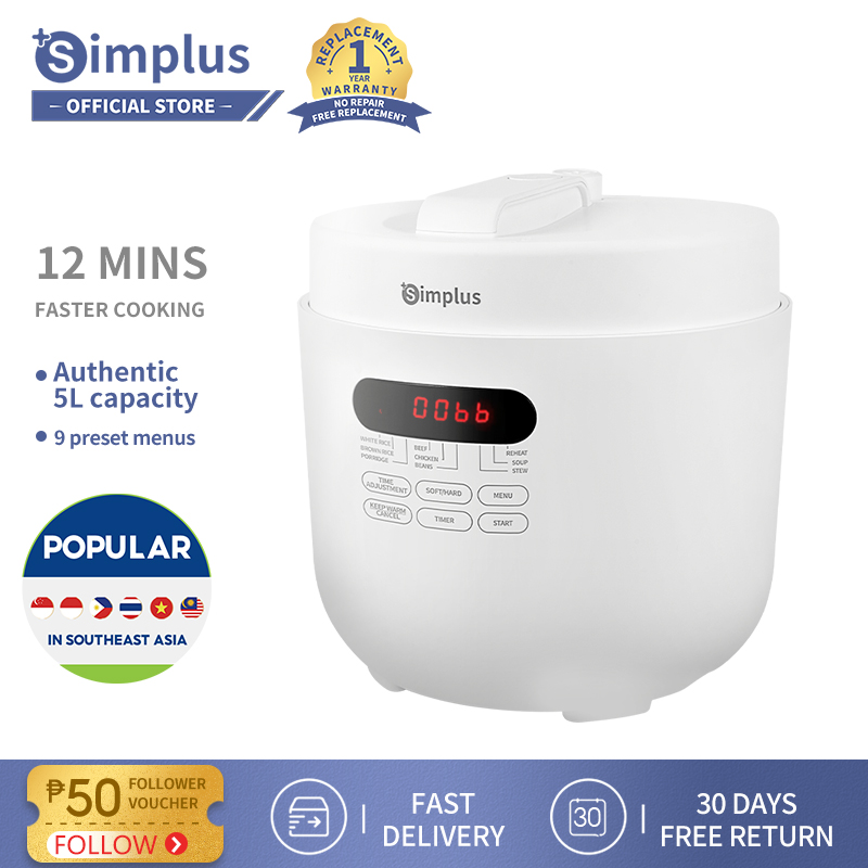 Simplus Digital Electric Rice Cooker 5L Large Capacity 70kpa High