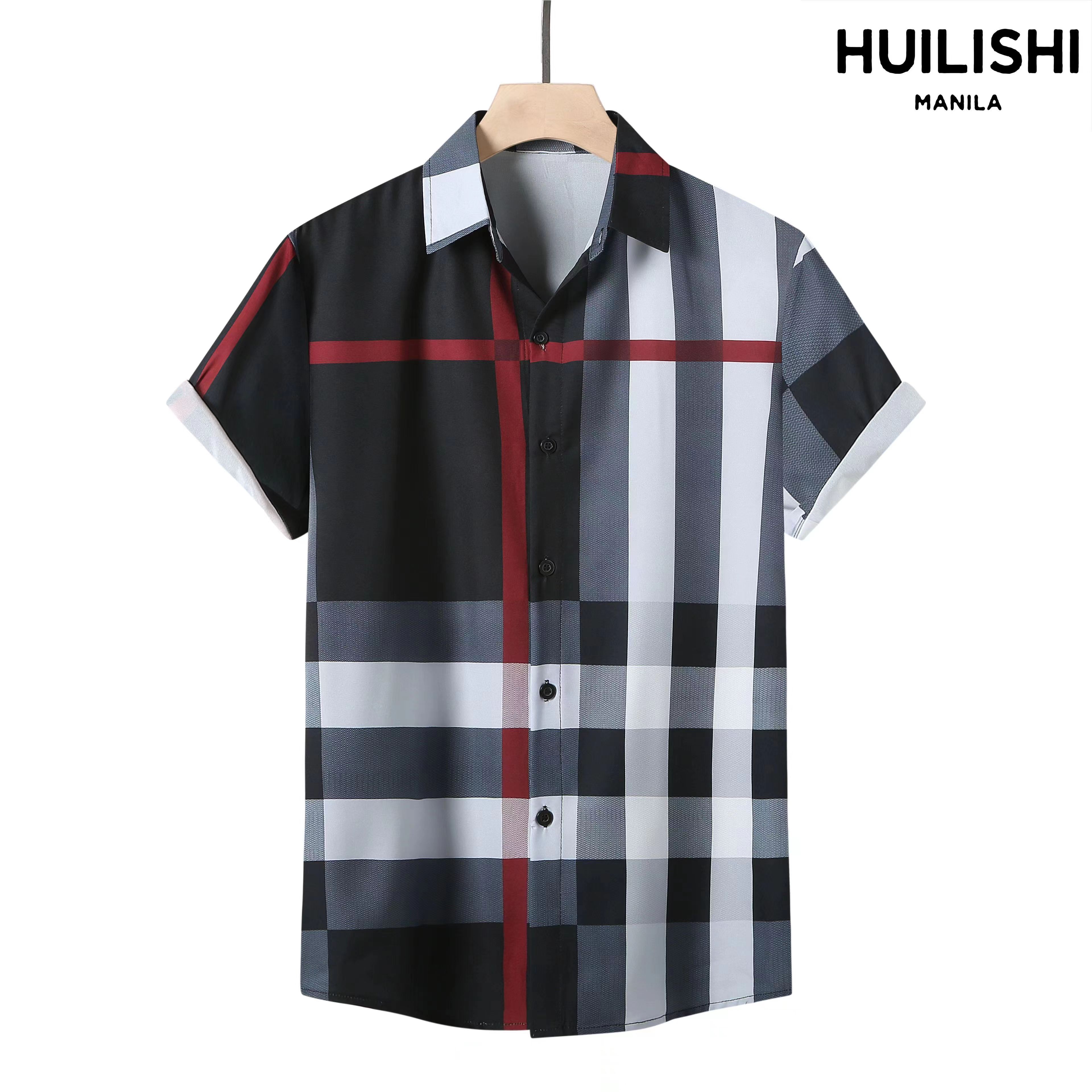 HUILISHI Men's Classic Plaid Short Sleeve High Quality Shirt | Lazada PH