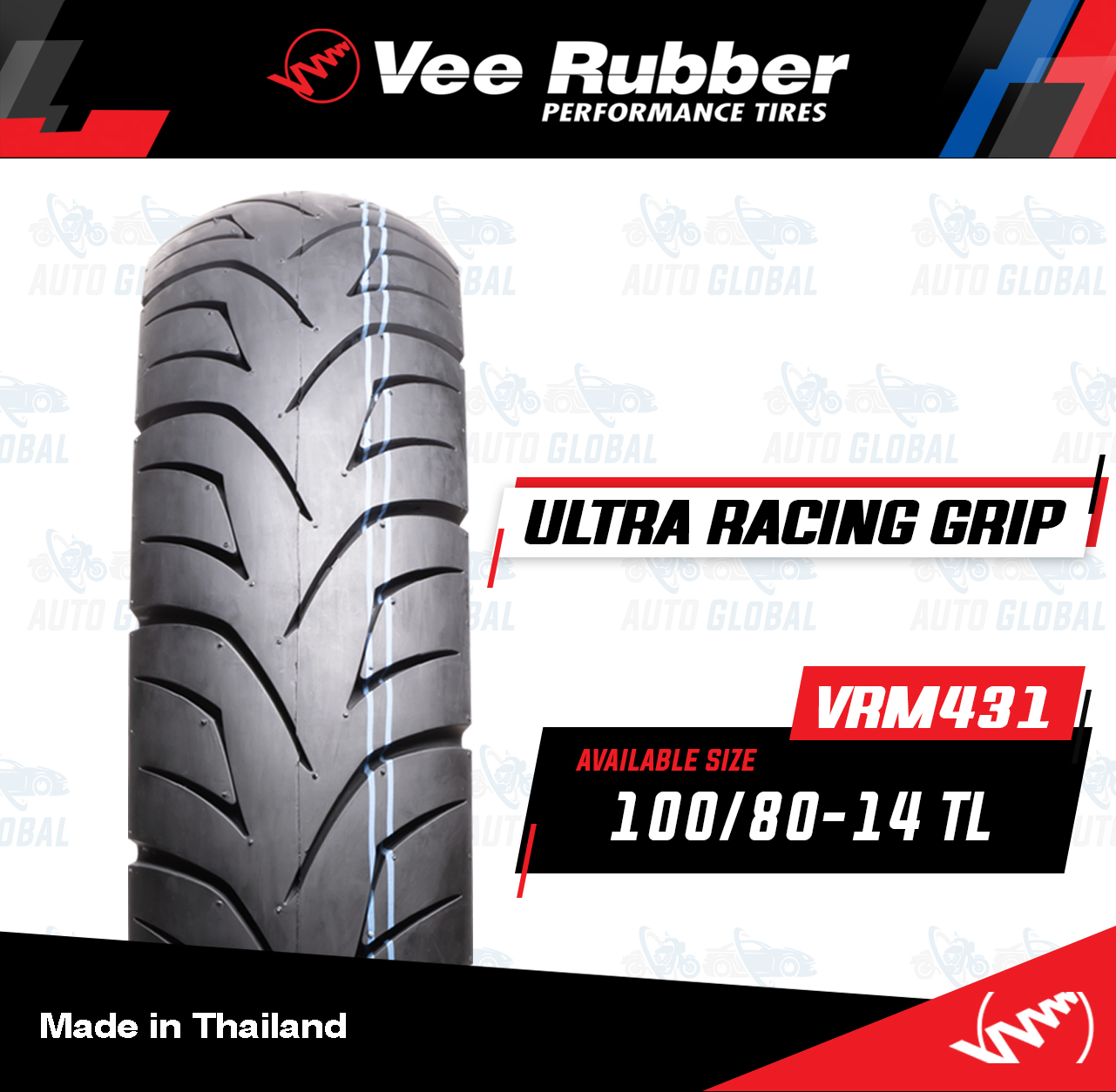 新品即決 ビーラバー Vee Rubber タイヤ 80 90-14 40P TL 前後兼用 VRM338 JP店