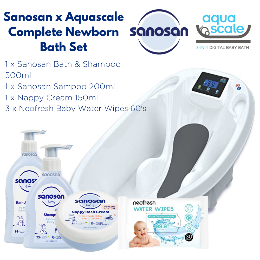 Aquascale Sanosan Newborn Complete Bath Kit (Includes Baby Bathtub