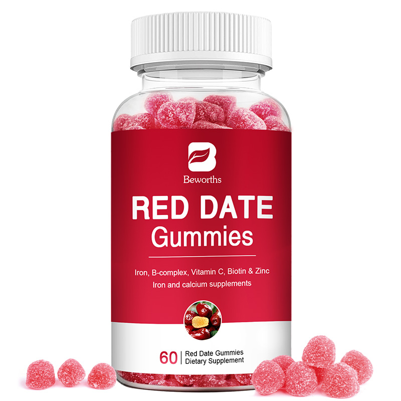 BEWORTHS Red Date Gummies Iron Calcium Gummies with Vitamin C and Zinc