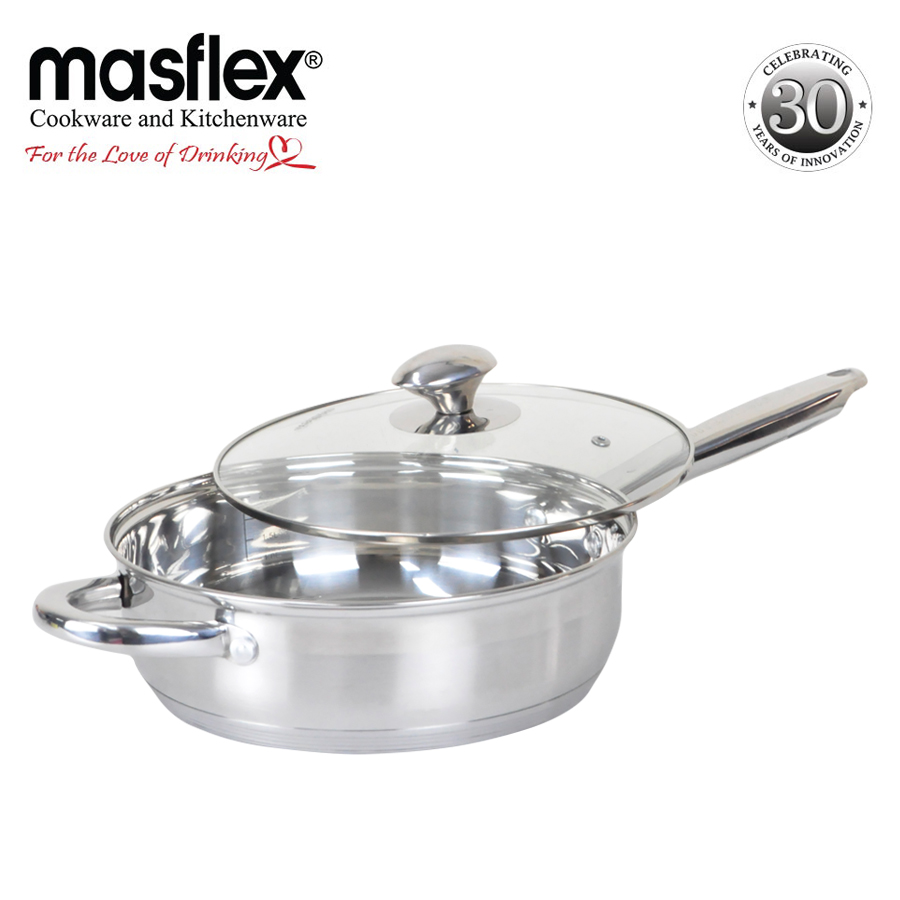 Masflex Original 20cm Stainless Steel Induction Frypan with Glass Lid ...