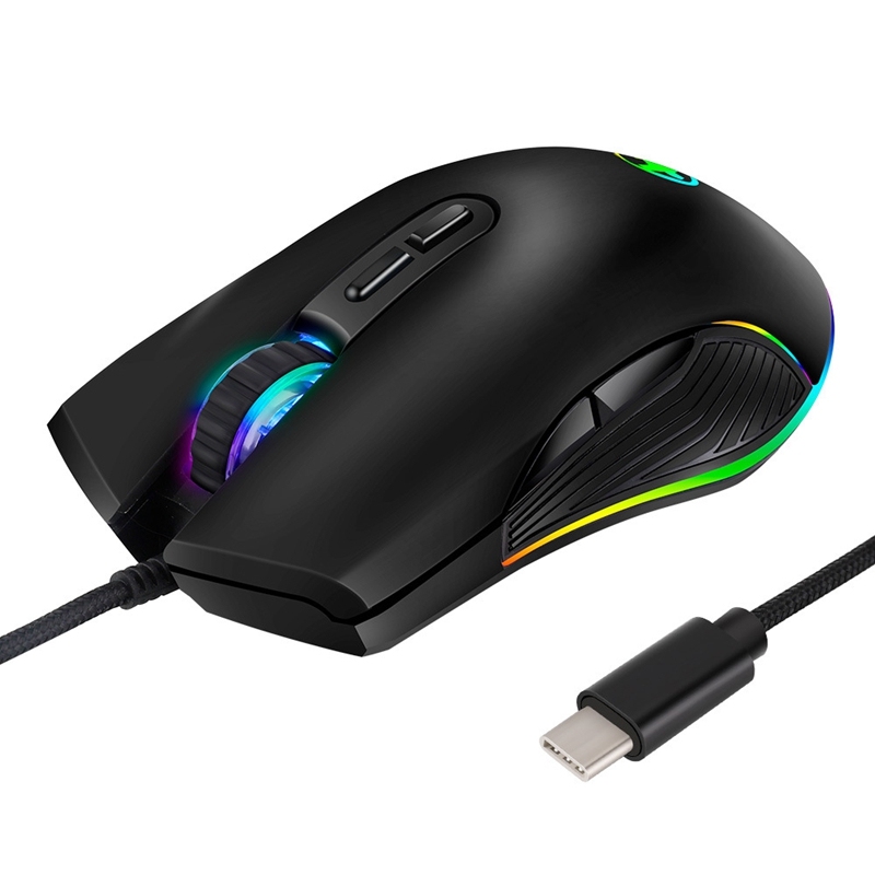 USB C Mouse Type C Ergonomic Wired Mouse RGB Gaming Mouse Optical Mouse