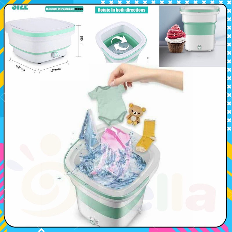 PIXESTT Portable Washing Machine Mini Folding Washing Machine with Timing and Dehydration Function for Washing Baby Clothes Apartment Dorm Traveling Pink