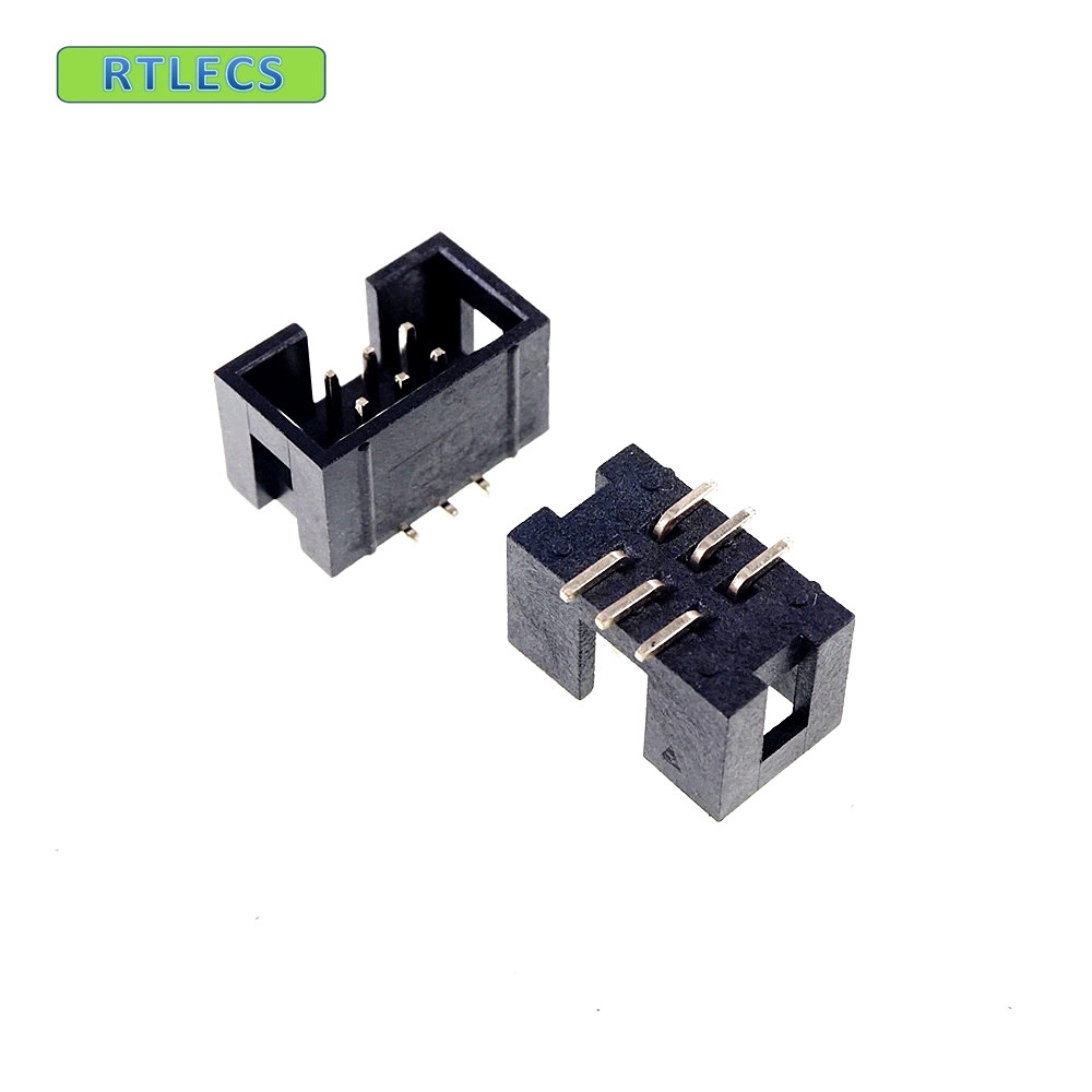 200Pcs 2.54mm Pitch 2x3Pin 6 Pin Straight Male Shrouded Box header IDC Connector 