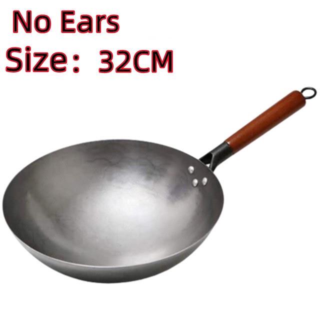 SEKER Kawali Wok Pan Non Stick Black Carbon Steel Wok for Gas Stove 32