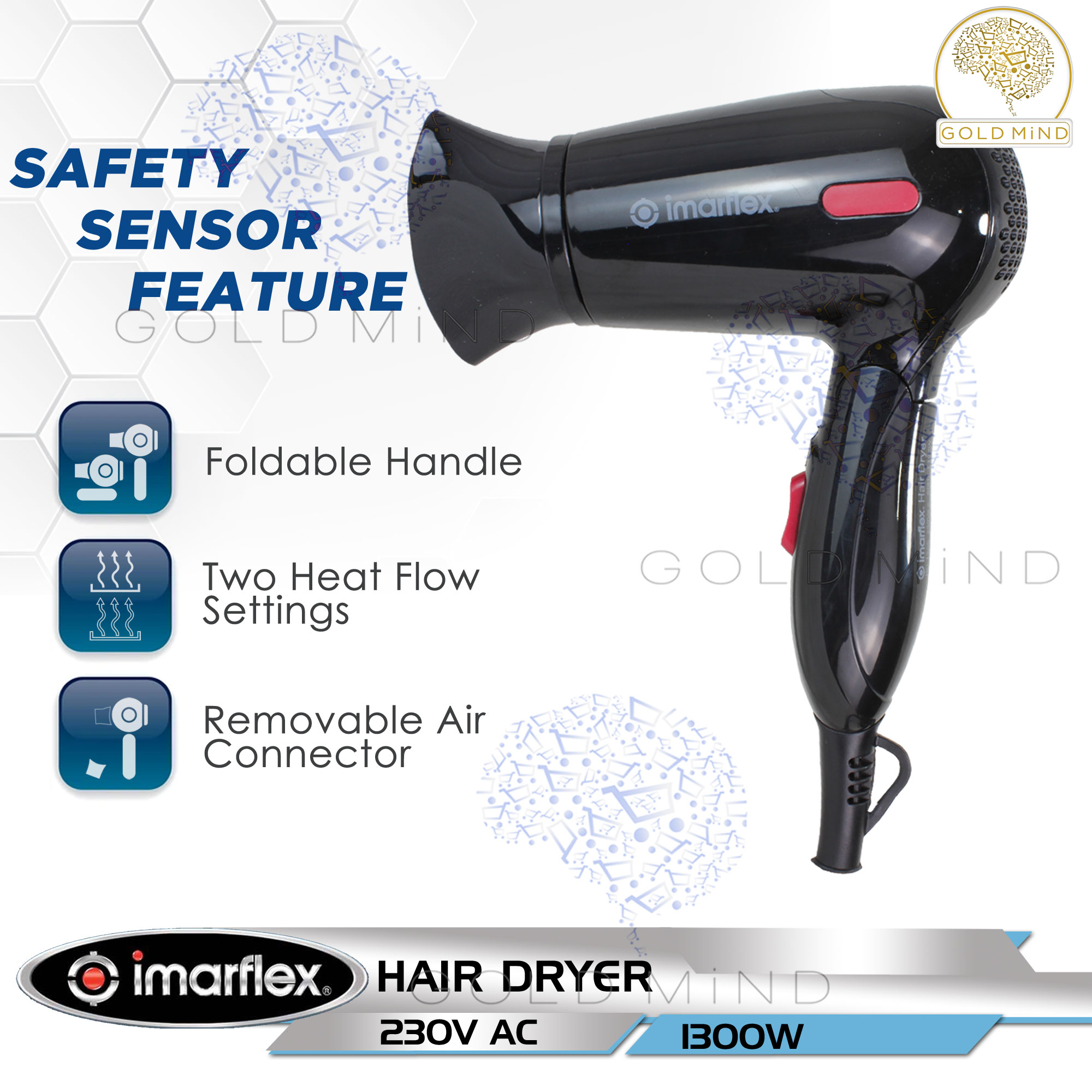 Imarflex HD1300 Portable Hair Dryer Blower 1300W Lazada PH