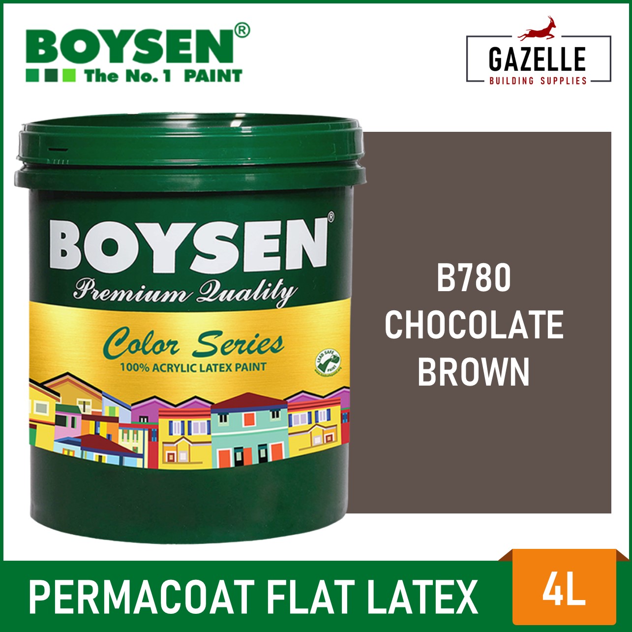 Boysen Color Series Permacoat Flat Latex Chocolate Brown B780 Acrylic