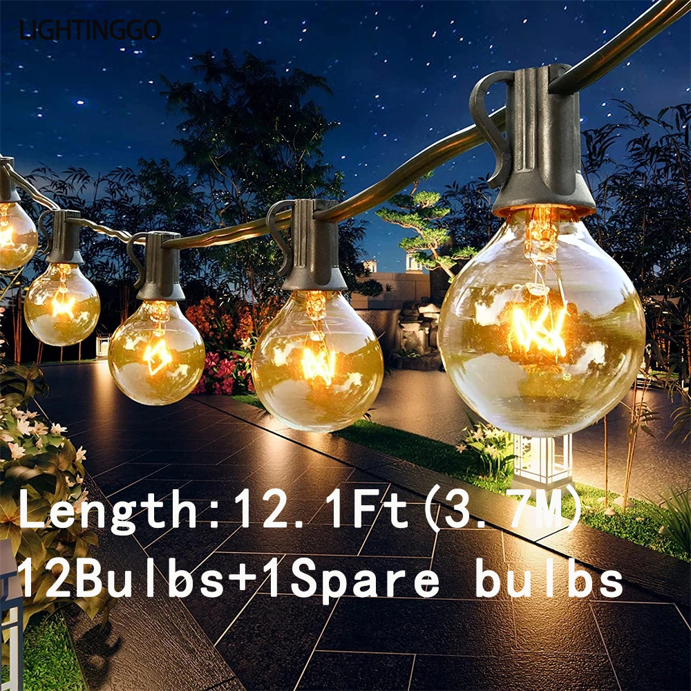 LIGHTINGGO 51.2FT/27FT Christmas String Lights G40 Bulb Patio Outdoor