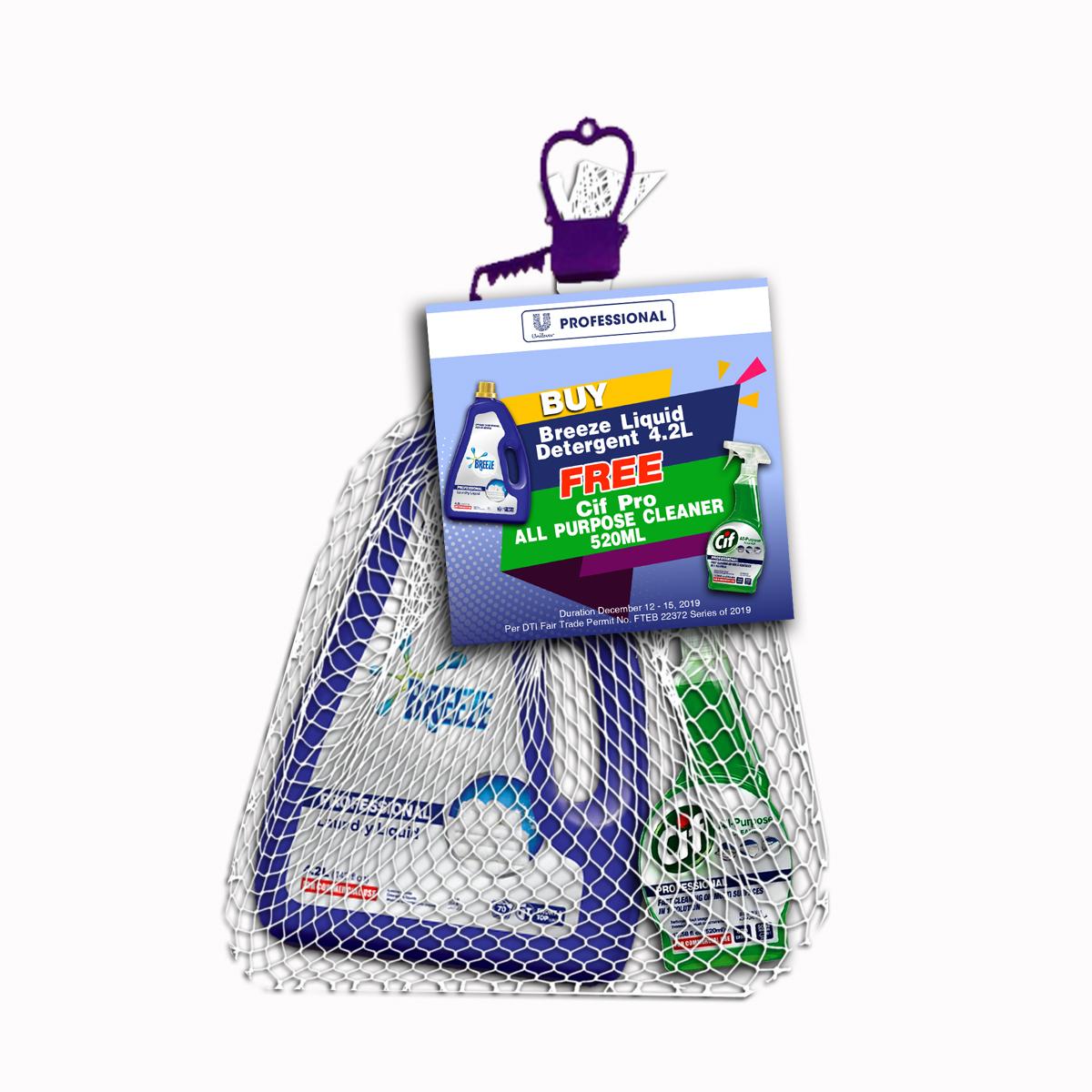 Breeze Pro Fabcleaning Liquid 4.2L Free Cif All Purpose Cleaner 520mL