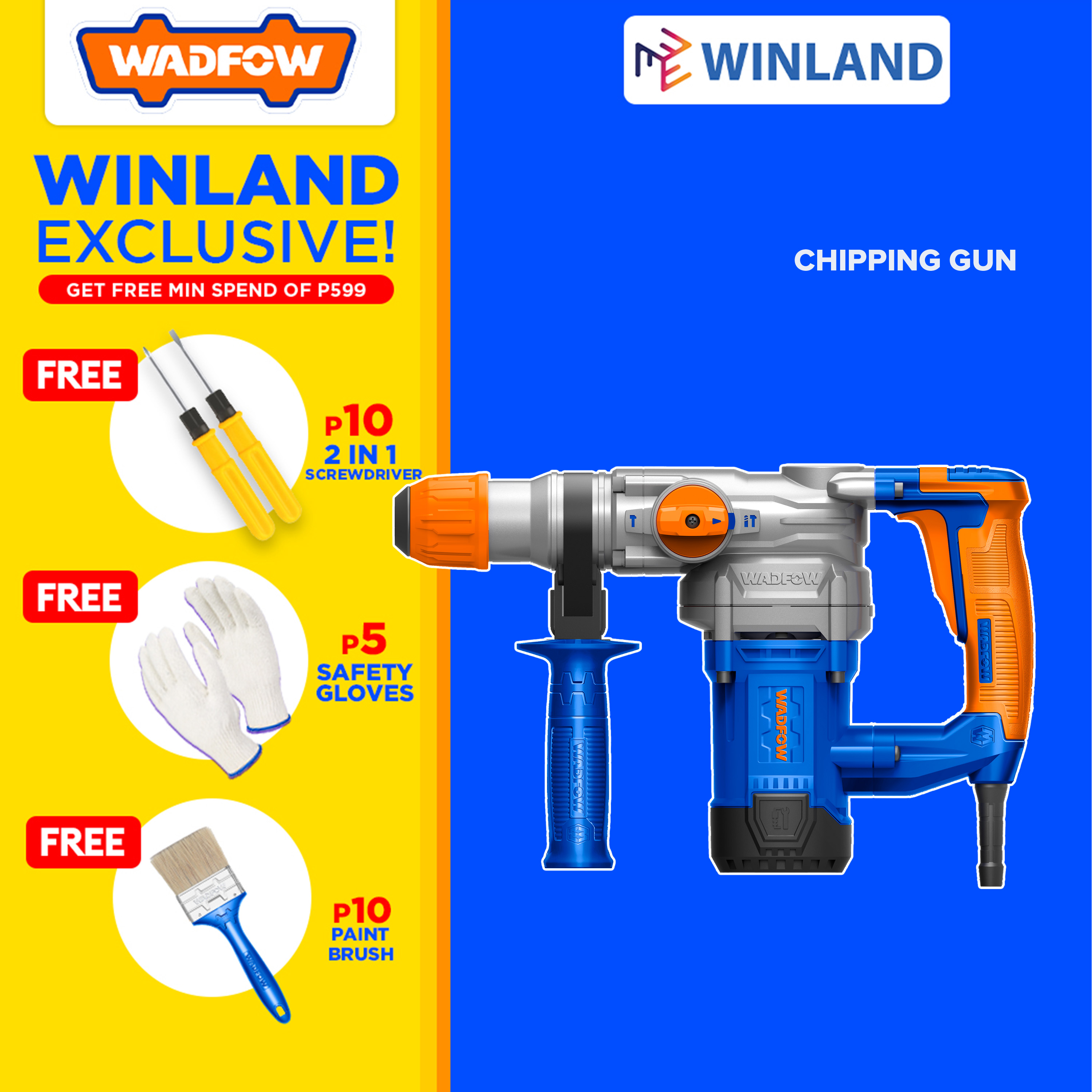 Wadfow By Winland Rotary Hammer Chipping Gun 1050w W Sds Plus Chuck