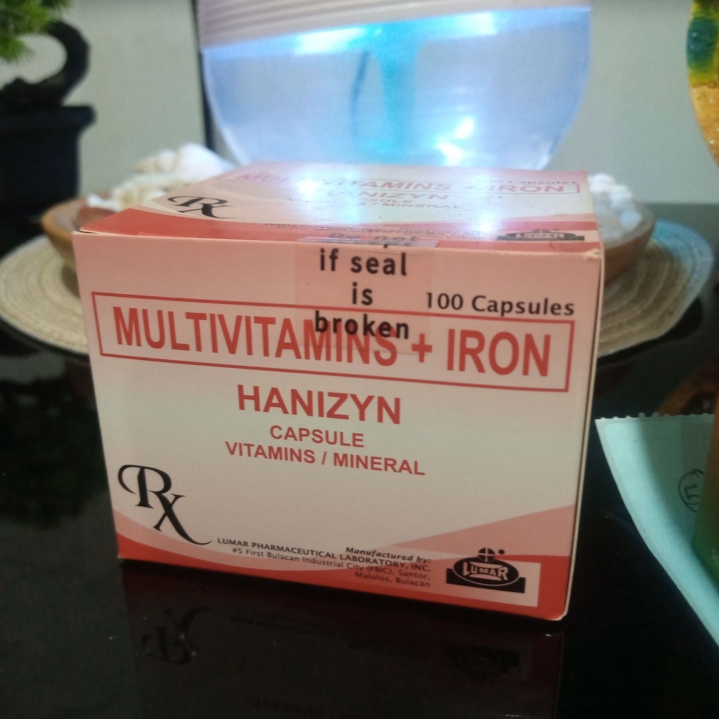 HANIZYN Multivitamins IRON Vitamin Mineral 100 Capsules FDA DRP 10868