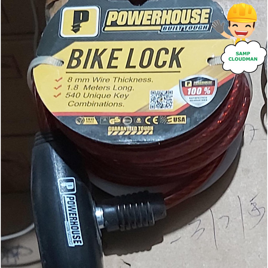 Cash sa paghahatid ） Powerhouse Bike Lock USA 1.8 meters 8mm Wire