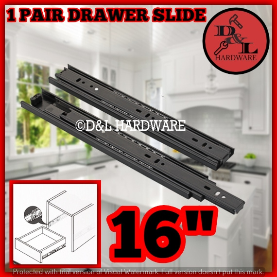 D2508 1 PAIR DRAWER SLIDE ROLLER DRAWER GUIDE HEAVY DUTY 3 FOLD (16