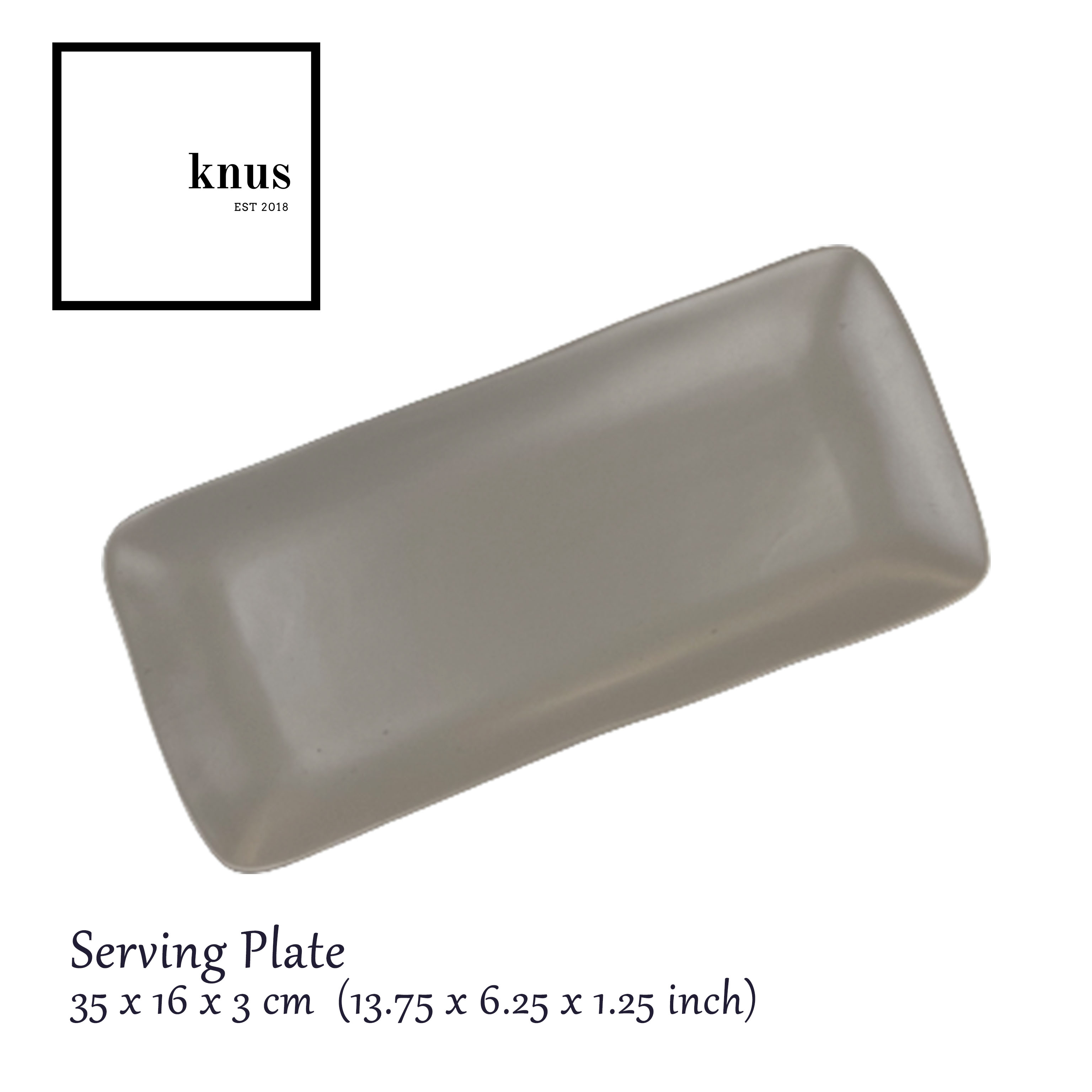 Serving Plate Rectangle Black Grey Matte Glaze Ceramic Stoneware