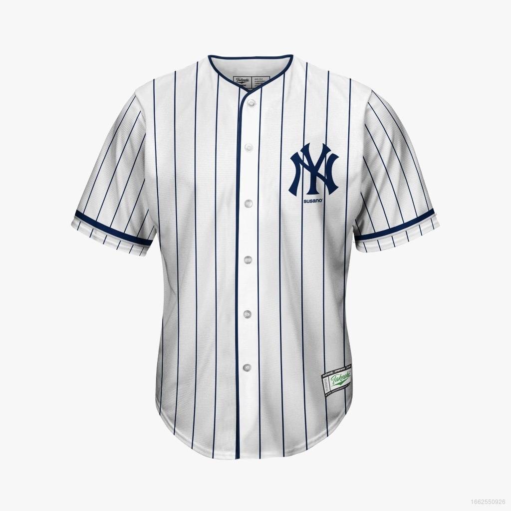 Hot MLB NY Baseball Jersey Shirt White Stripe Inspired Classic Cardigan  Jersey Casual Sport Unisex Plus Size s