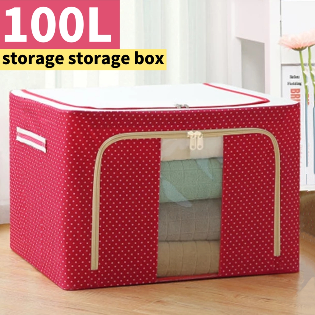 Foldable Storage Box Organizer Waterproof Storage Bag Foldable Steel Shelf  For Quilt Clothes