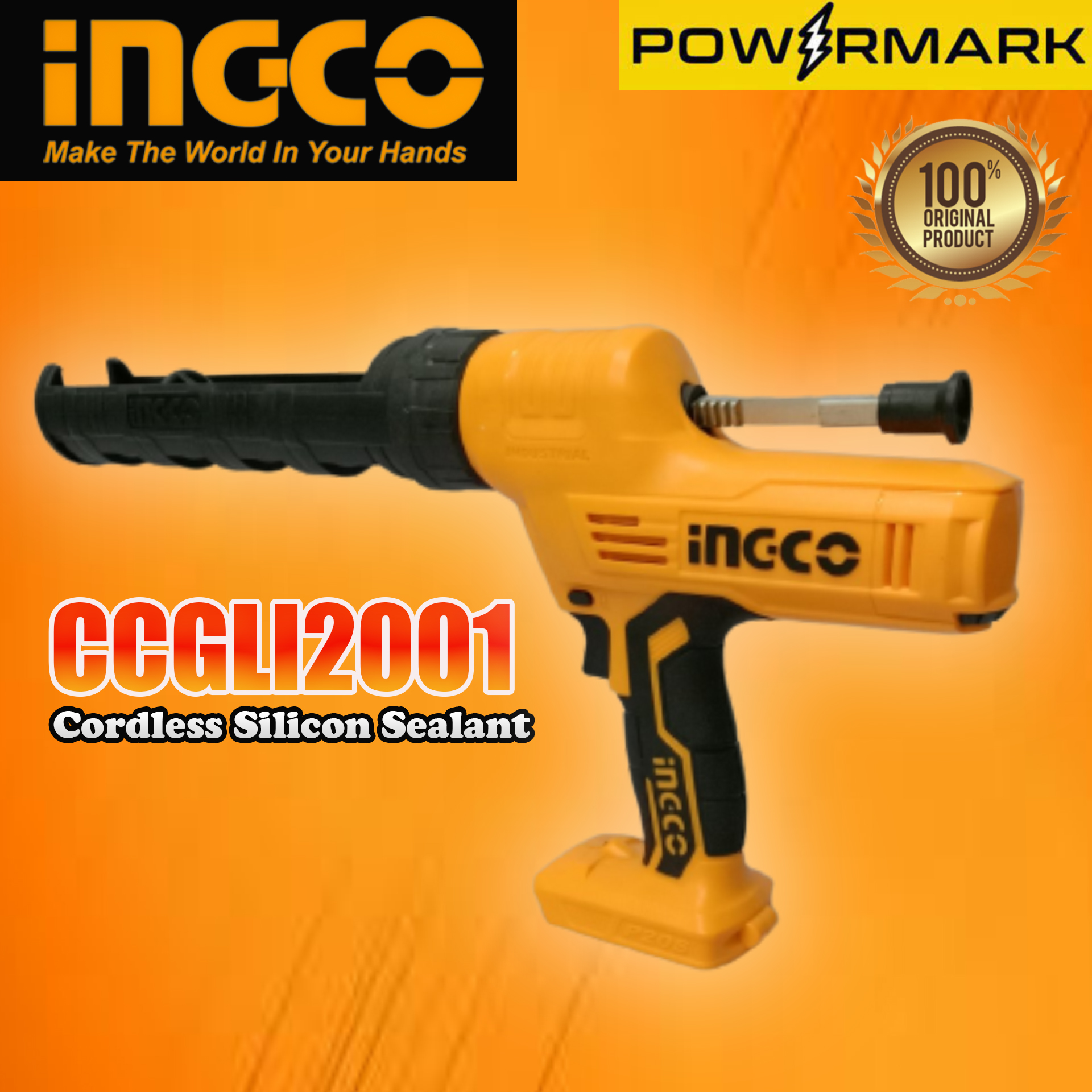 INGCO CCGLI2001 Cordless Silicon Sealant Caulking Gun LithiumIon 20V