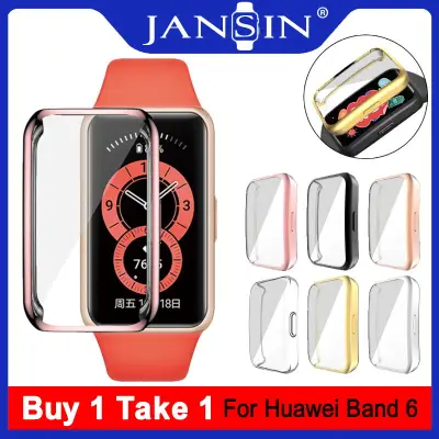 【Buy 1 Take 1】Soft Case For Huawei Band 6 Strap TPU Plated All-Around Screen Protector Cover Bumper Protector Full Cover For Huawei Band 6 Smart Band