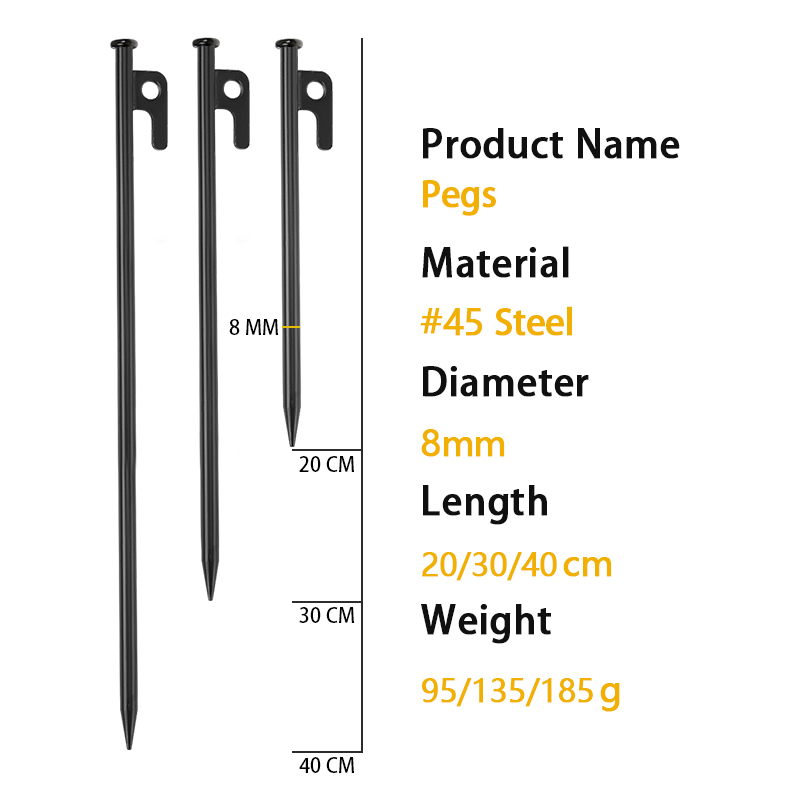 203040cm Camping Tent Nail Peg Heavy Duty and Pole Holder for Flysheet Tarp Awning Canopy