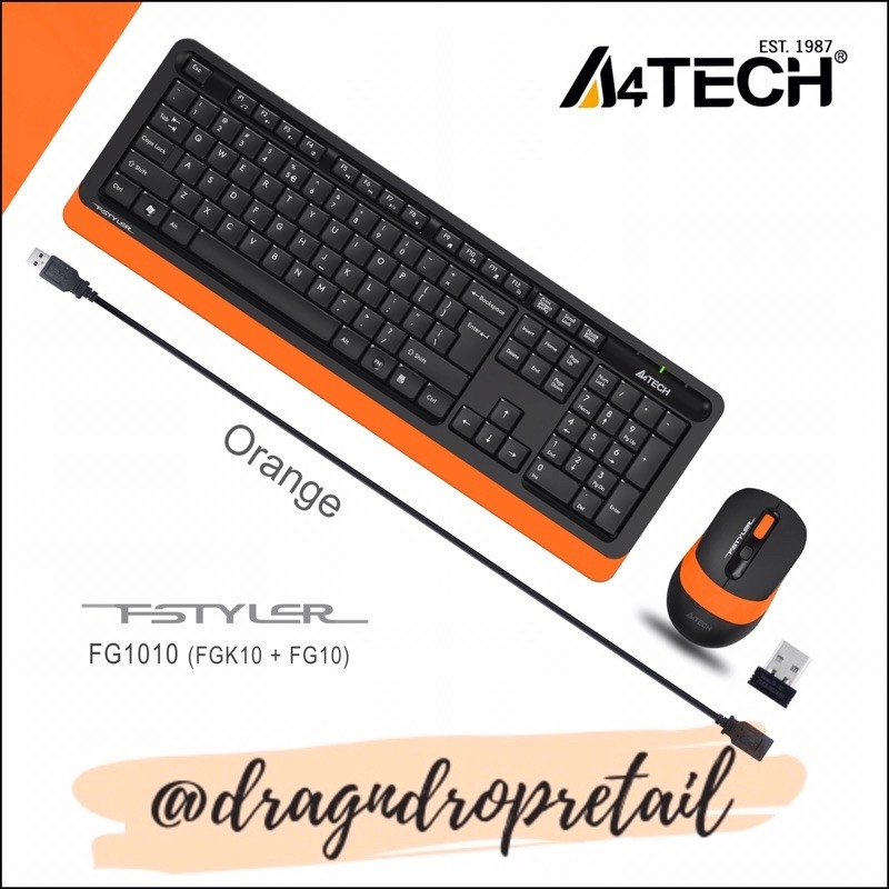 A4TECH FG1010 2.4G PowerSaving Wireless Desktop Keyboard and Mouse Set