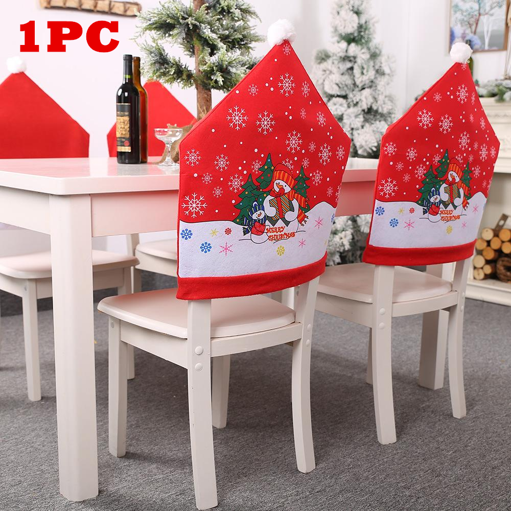 Santa Claus Christmas House Santa Hat Chair Covers 6x Christmas