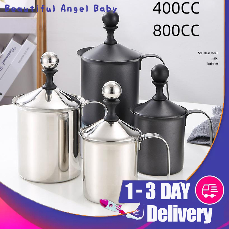 400/800ML Manual Milk Frother Stainless Steel Milk Frother Double Mesh Milk  Creamer Milk Foam Creamer Kitchen Applicance
