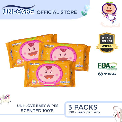 UniLove Powder Scent Baby Wipes 100's Pack of 3 Lazada PH