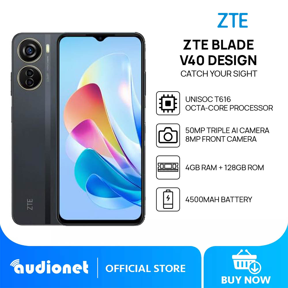 ZTE Blade V40 Design Smartphone, 4GB+128GB, Unisoc T616, 6.6” Display, 50MP Triple AI Camera, 4500mAh Battery