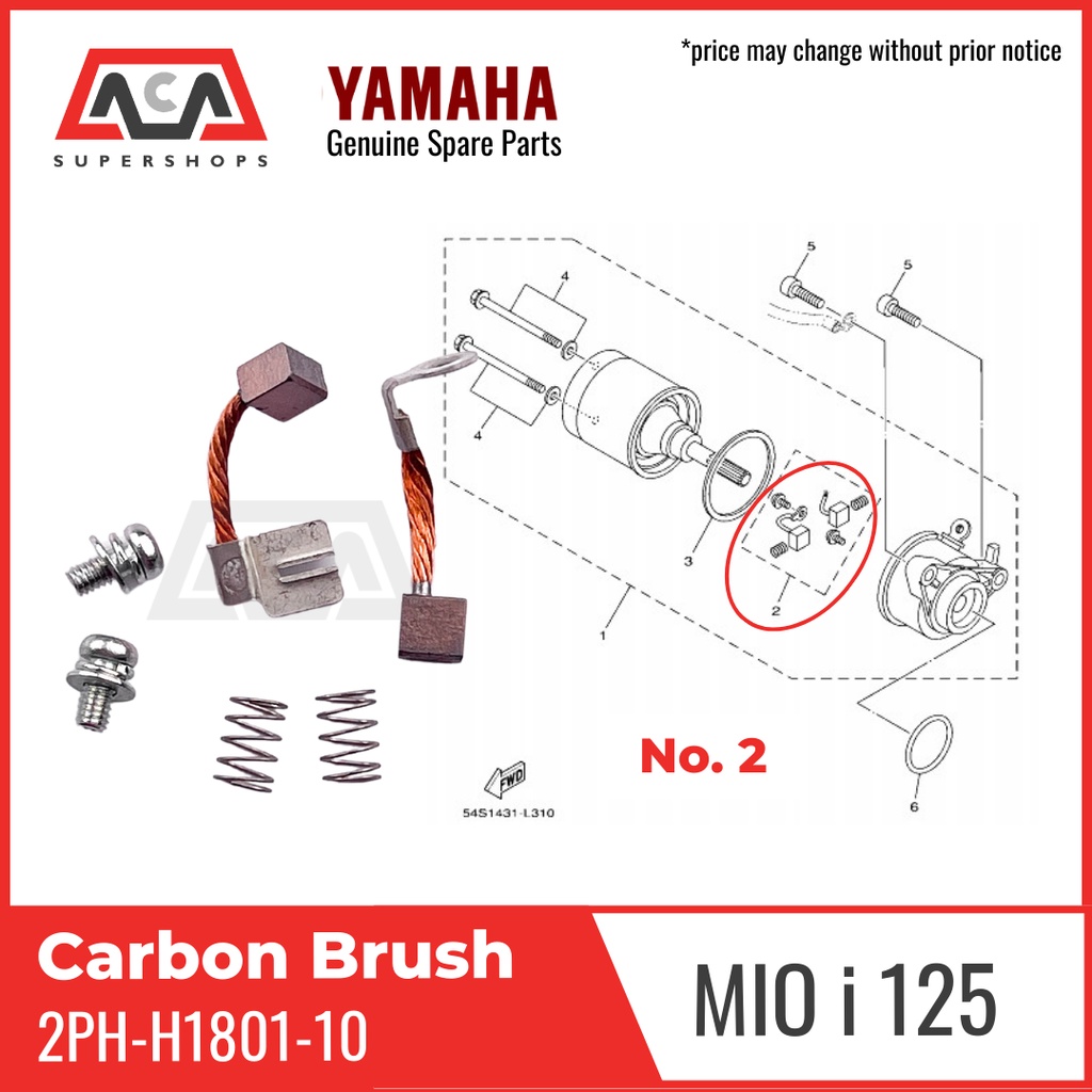 MIO I 125 / MIO SOUL I 125 CARBON BRUSH SET (2PHH180110) (YAMAHA