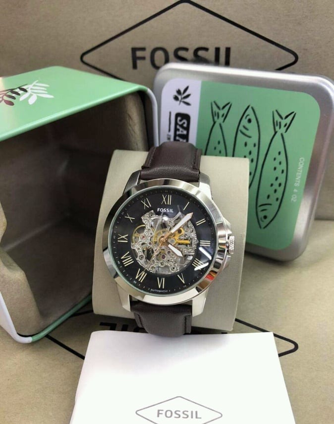 Fossil Men Black Skeleton Automatic 
