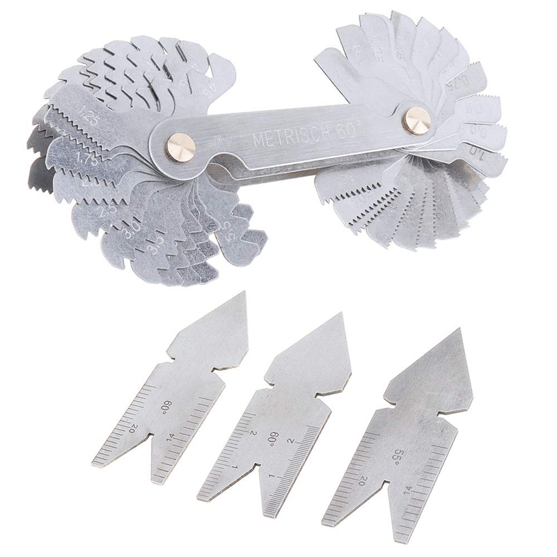 Screw Thread Pitch Cutting Gauge Tool , Stainless Steel Centre Gage with 55 Degree Inch System & 60 Degree Metric System