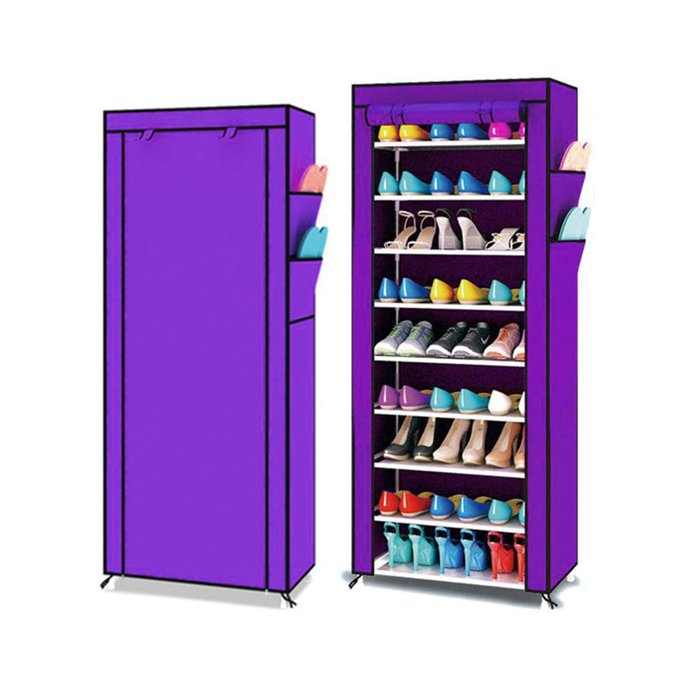 9-Layer Shoe Rack (Violet) Dustproof Cover Cabinet Shoe Storage Cabinet  Organizer Up To 27 Pairs Shoerack | Lazada Ph