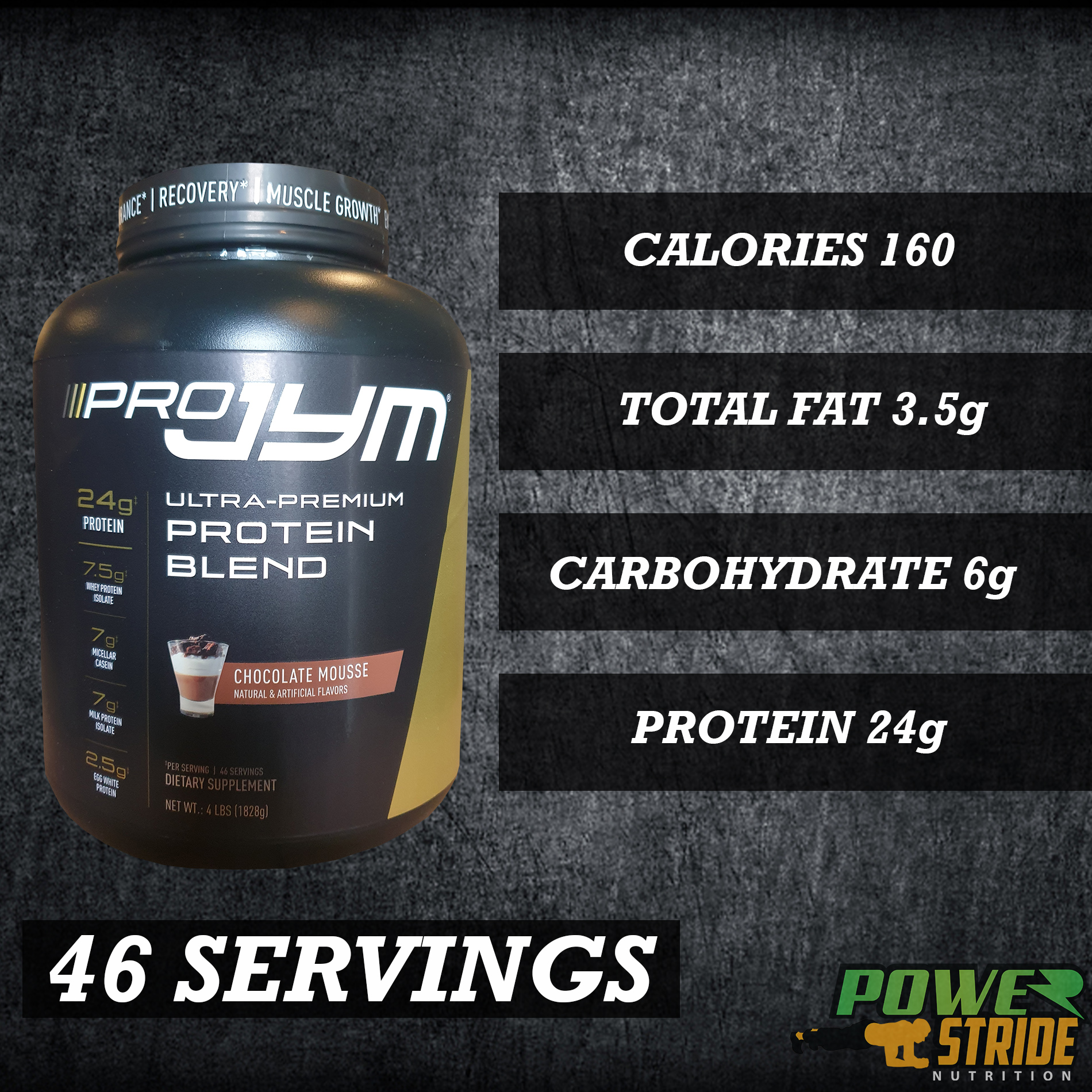 Pro JYM 1828g (4lbs) Chocolate Mousse, Tahitian Vanilla Bean (WITH A