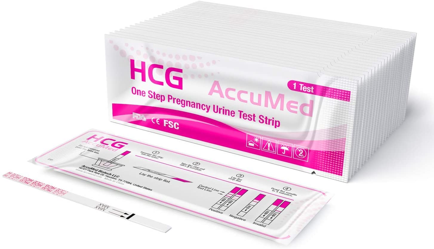 EXPIRY 09/2023 AccuMed Pregnancy Test Strips Clear HCG Test Results