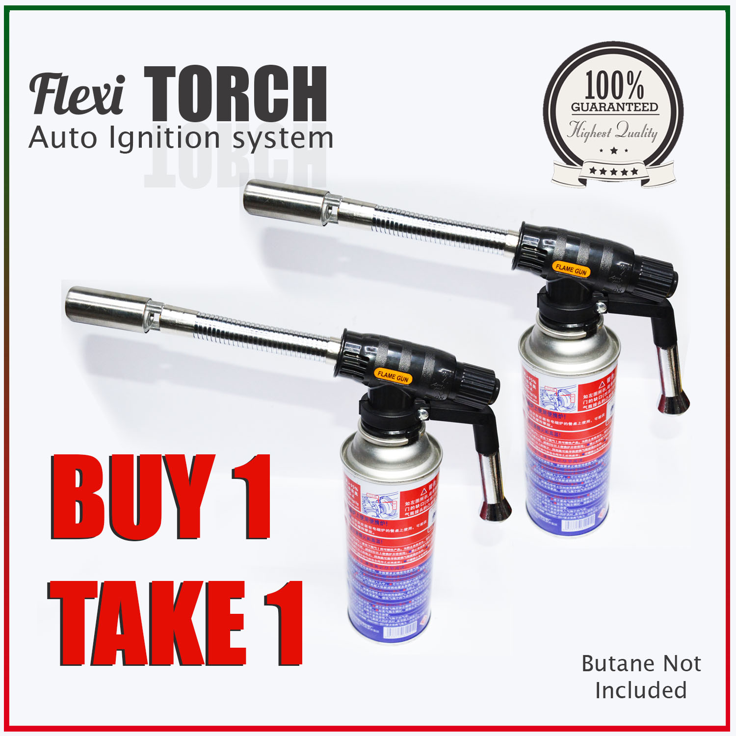 Set 2 High Temperature Gas Torch Culinary Blow Torch Gun Blowtorch