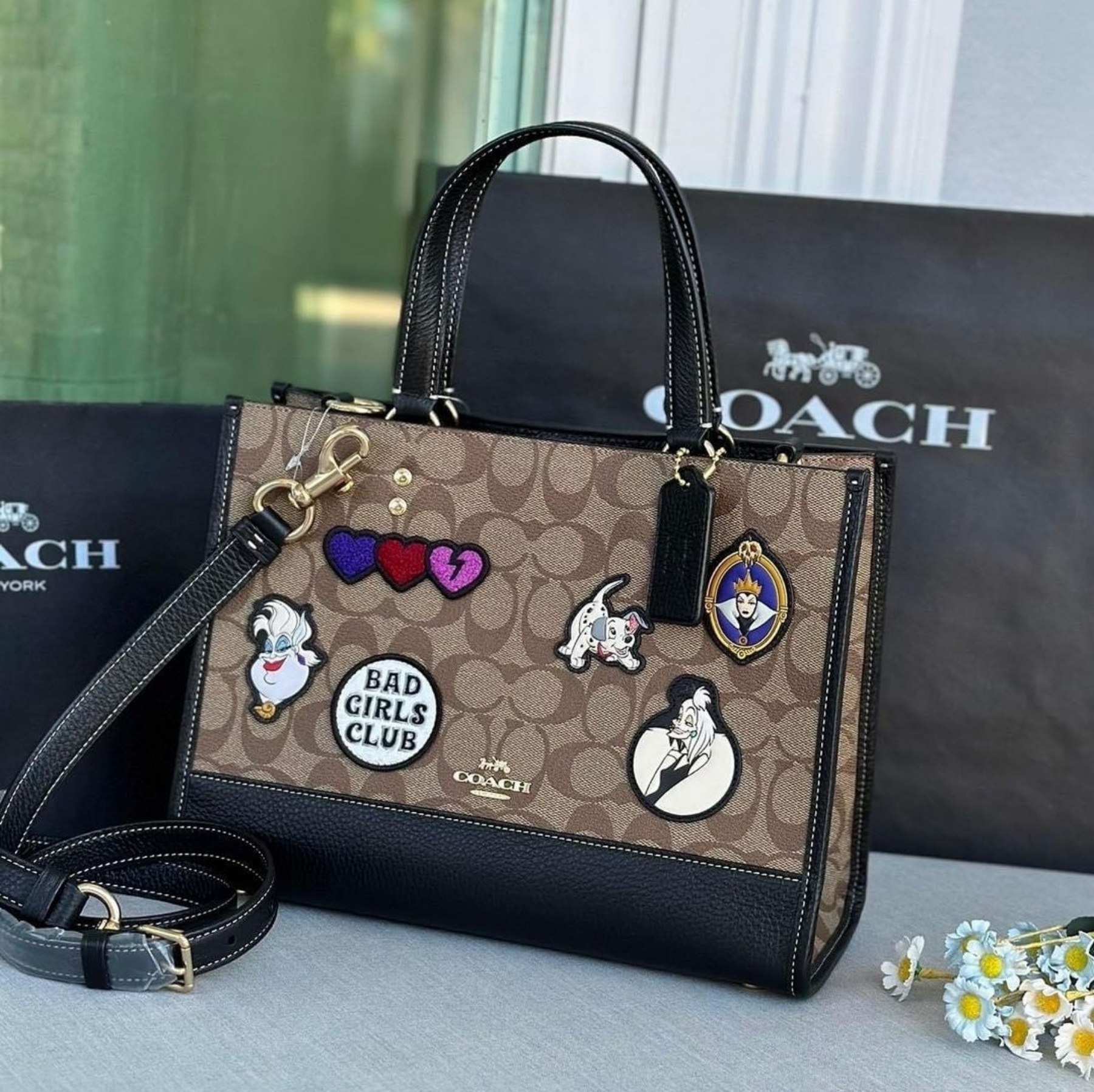 Coach Disney Dempsey Carryall in Signature Canvas with Patches