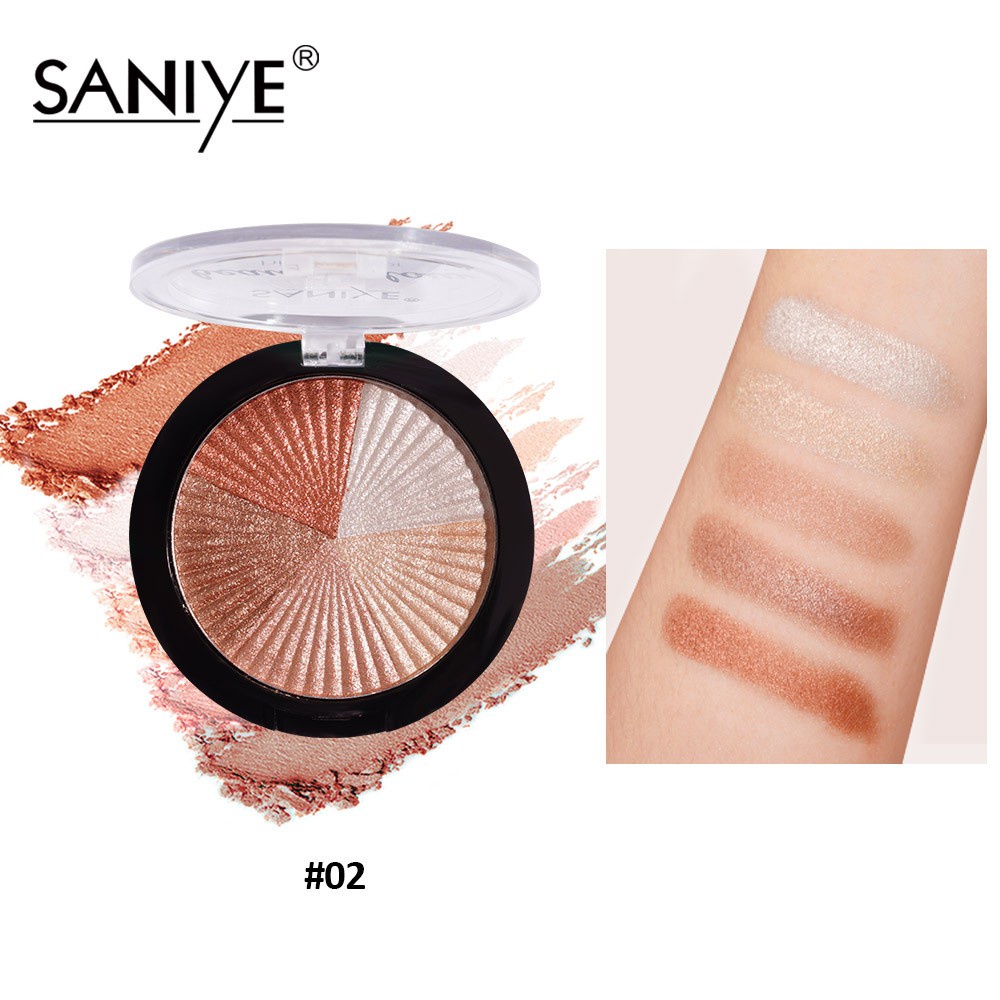 SANIYE 5 Colors Shimmer Highlighter Powder Contouring Glow Palette