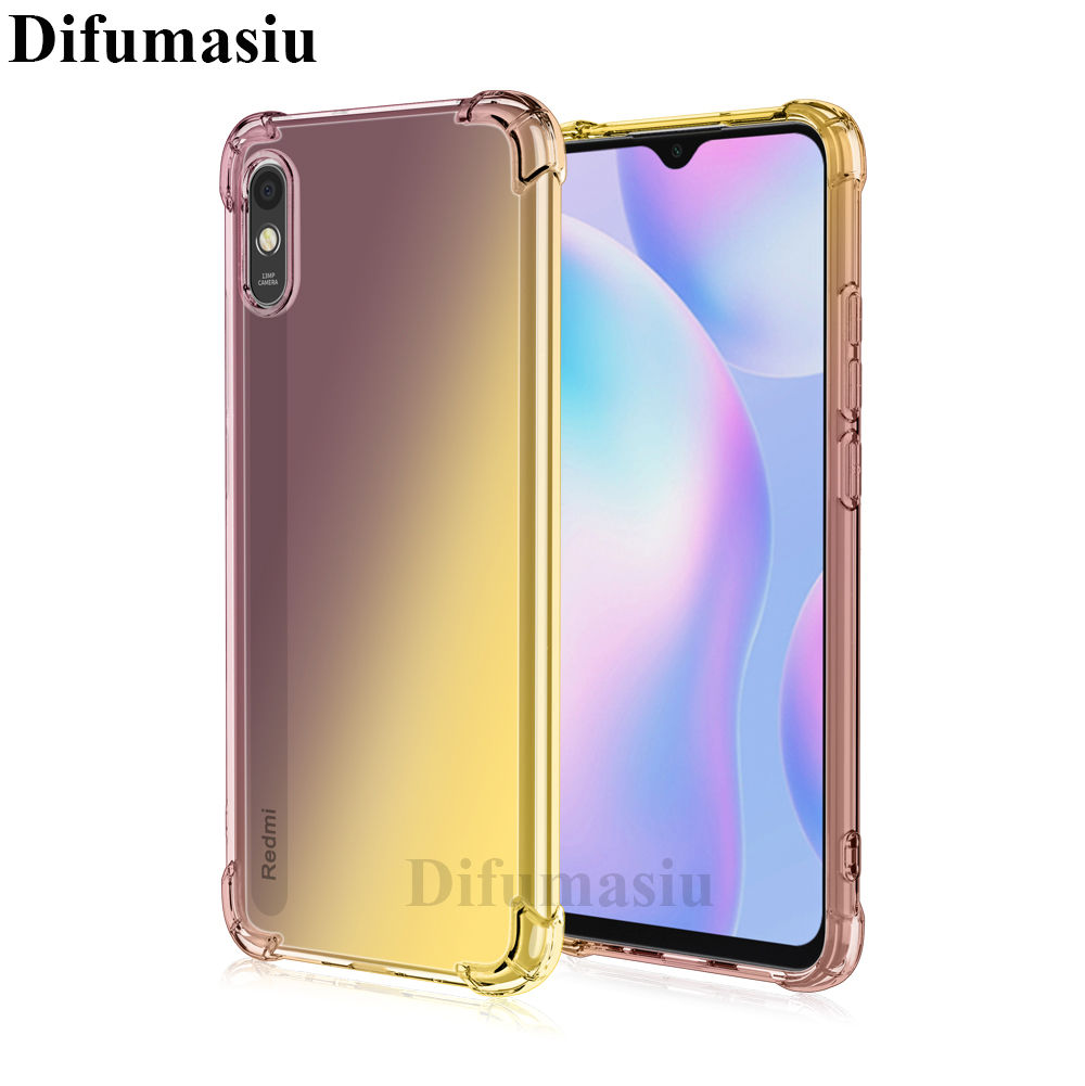 For Xiaomi Redmi 9a Shockproof Soft Case Covers Gradient Color Silicone Soft Tpu Casing Colorful 5717